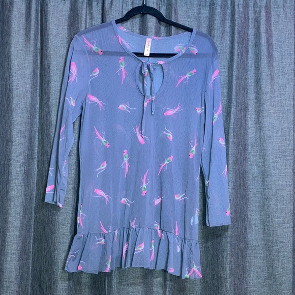 Sweet Pea Gray and Pink Floral Tunic - Picture 1 of 3